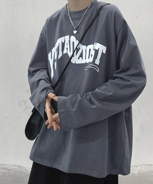 Anchor Smith（アンカー スミス）の「ビッグシルエット デザインプリント 長袖Tシャツ（Tシャツ/カットソー・メンズ・ブラック系3/ホワイト系3/グレー系4/ブラック系2/ブラック系4/ブラック系1/ホワイト系2/ホワイト系4/ホワイト系1/グレー系1/グレー系2/ホワイト/スミクロ/パープル/ブラック/ブルーグリーン・XL/M/L）」の8枚目の写真