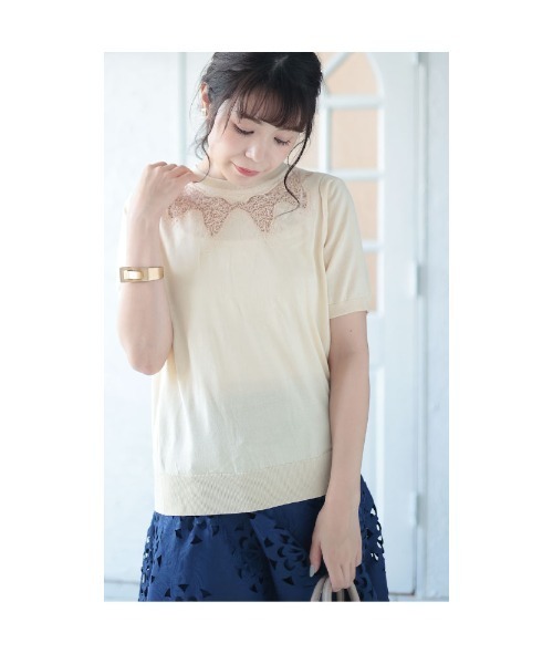 Sawa a la mode(サワアラモード)の「刺繍レースニットトップス(ニット/セーター・レディース・ベージュ・FREE)」の5枚目の写真
