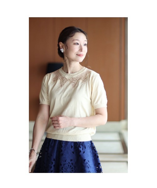 Sawa a la mode(サワアラモード)の「刺繍レースニットトップス(ニット/セーター・レディース・ベージュ・FREE)」の10枚目の写真