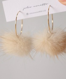 jolie minette/ふわふわ ファー フープ ピアス