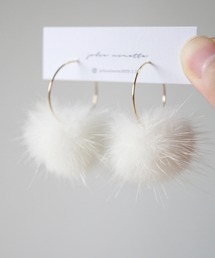 jolie minette/ふわふわ ファー フープ ピアス