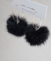 jolie minette/ふわふわ ファー フープ ピアス