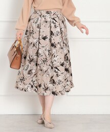 ◆【オトナの着映えスカート】グログランフラワープリントスカート