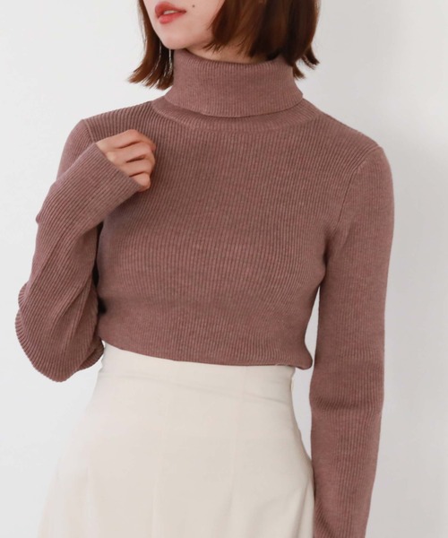 archives（アルシーヴ）の「ポイントチャームタートルリブニット（ニット/セーター・レディース・アイボリー/ブラック/ピンクベージュ/グレー・MEDIUM）」の14枚目の写真