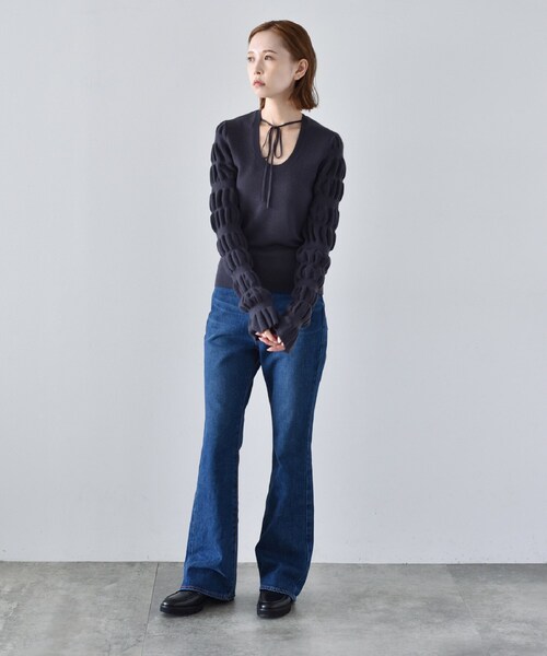 CODE A（コードエー）の「◆CODE A ｜ gathered sleeves knit（ニット/セーター・レディース・グレー/ブラック/ダークパープル・00）」の17枚目の写真