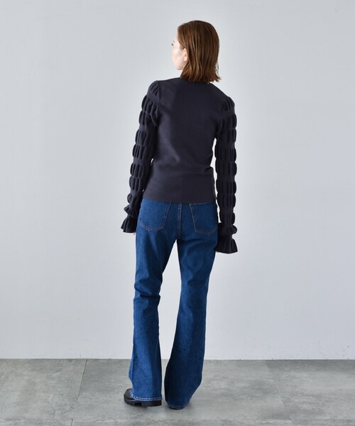 CODE A（コードエー）の「◆CODE A ｜ gathered sleeves knit（ニット/セーター・レディース・グレー/ブラック/ダークパープル・00）」の16枚目の写真