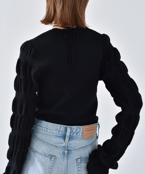 CODE A（コードエー）の「◆CODE A ｜ gathered sleeves knit（ニット/セーター・レディース・グレー/ブラック/ダークパープル・00）」の13枚目の写真