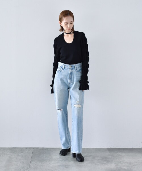 CODE A（コードエー）の「◆CODE A ｜ gathered sleeves knit（ニット/セーター・レディース・グレー/ブラック/ダークパープル・00）」の11枚目の写真