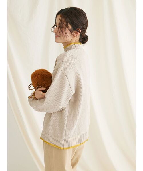 CRAFT STANDARD BOUTIQUE（クラフトスタンダードブティック）の「洗えるモールニット配色プルオーバー（ニット/セーター・レディース・パープル/ブラック/グレイッシュベージュ/マスタード/ブルー/ネイビー・FREE）」の15枚目の写真