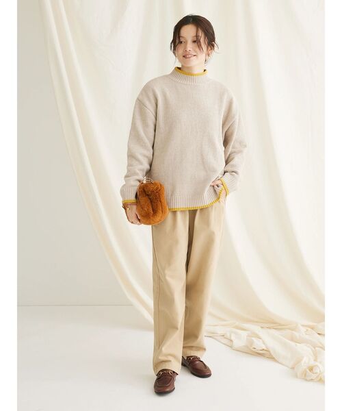 CRAFT STANDARD BOUTIQUE（クラフトスタンダードブティック）の「洗えるモールニット配色プルオーバー（ニット/セーター・レディース・パープル/ブラック/グレイッシュベージュ/マスタード/ブルー/ネイビー・FREE）」の16枚目の写真