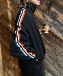 mi via loca | Vintageライクライン裏起毛 ハイネックトラックジャケット(ジャージ)