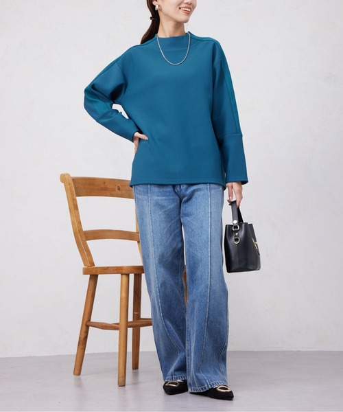 Chez toi(シェトワ)の「リブ切替接結カットジョーゼットプルオーバー(Tシャツ/カットソー・レディース・ブラック/グレイッシュベージュ/グリーン・FREE)」の14枚目の写真