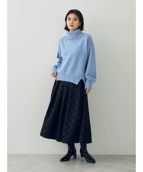 YECCA VECCA（イェッカヴェッカ）の「フロッキードットフレアスカート（スカート・レディース・ブラック/ダークベージュ・S/M）」の8枚目の写真