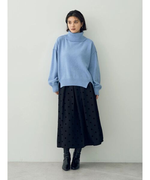 YECCA VECCA（イェッカヴェッカ）の「フロッキードットフレアスカート（スカート・レディース・ブラック/ダークベージュ・S/M）」の9枚目の写真