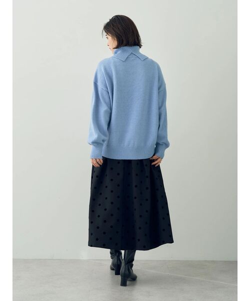 YECCA VECCA（イェッカヴェッカ）の「フロッキードットフレアスカート（スカート・レディース・ブラック/ダークベージュ・S/M）」の11枚目の写真