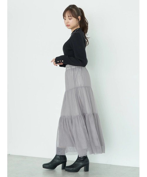 earth music&ecology（アースミュージックアンドエコロジー）の「ティアードチュールスカート（スカート・レディース・ブラック/グレー/ライトベージュ・FREE）」の11枚目の写真