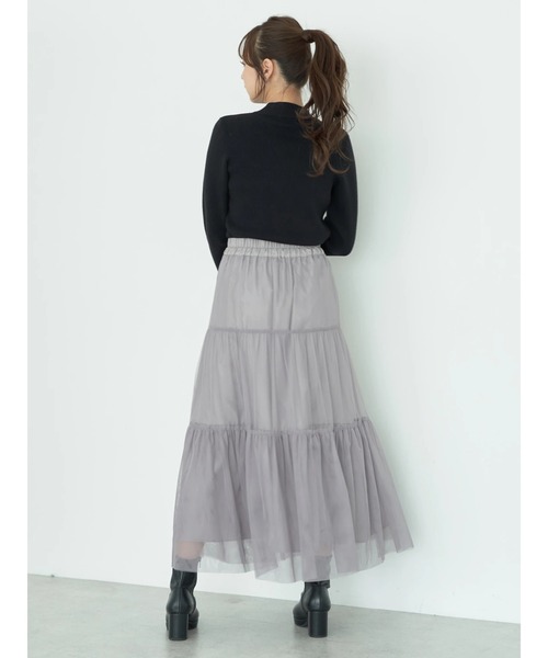 earth music&ecology（アースミュージックアンドエコロジー）の「ティアードチュールスカート（スカート・レディース・ブラック/グレー/ライトベージュ・FREE）」の18枚目の写真