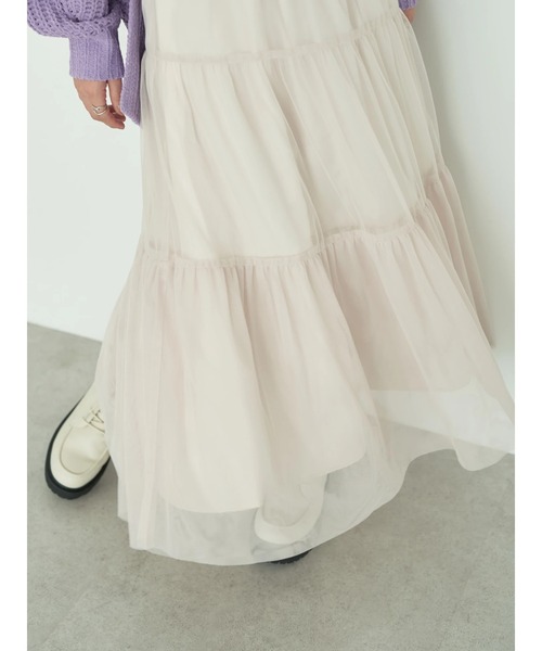 earth music&ecology（アースミュージックアンドエコロジー）の「ティアードチュールスカート（スカート・レディース・ブラック/グレー/ライトベージュ・FREE）」の8枚目の写真