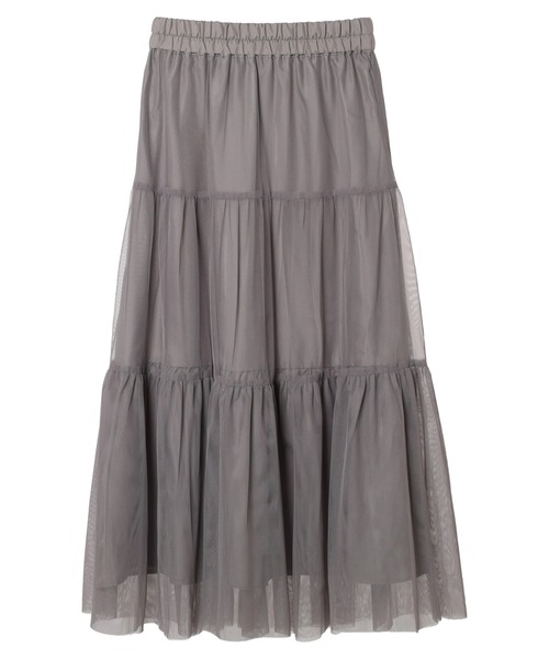 earth music&ecology（アースミュージックアンドエコロジー）の「ティアードチュールスカート（スカート・レディース・ブラック/グレー/ライトベージュ・FREE）」の9枚目の写真