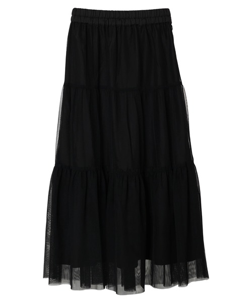 earth music&ecology（アースミュージックアンドエコロジー）の「ティアードチュールスカート（スカート・レディース・ブラック/グレー/ライトベージュ・FREE）」の13枚目の写真