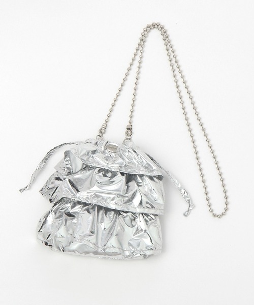 tiny tiny（ティニーティニー）の「フリルチェーンショルダーバッグ[tiny tiny(ティニーティニー)]（ショルダーバッグ・レディース・グレー/ピンク/ブラック/ホワイト・0）」の7枚目の写真