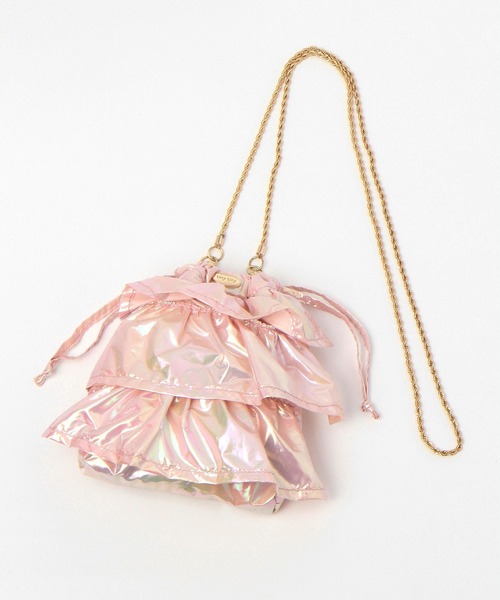 tiny tiny（ティニーティニー）の「フリルチェーンショルダーバッグ[tiny tiny(ティニーティニー)]（ショルダーバッグ・レディース・グレー/ピンク/ブラック/ホワイト・0）」の8枚目の写真