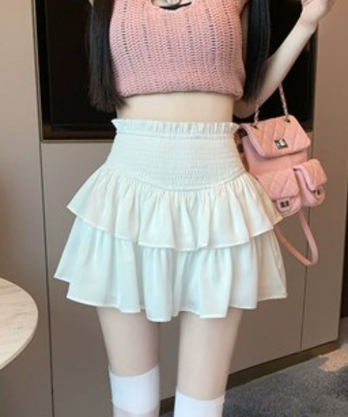 .KOM（ドットコム）の「A'GEM/9 × .kom『.kom/ドットケーオーエム』フリルミニスカート（スカート・レディース・ホワイト/ブラック・S/M）」の5枚目の写真