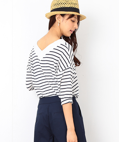 B:MING by BEAMS(ビーミングバイビームス)の「ビーミング by ビームス / リヨセルVネックチュニック(Tシャツ/カットソー・レディース・ホワイト/ケリー/ネイビー・ONE SIZE)」の6枚目の写真