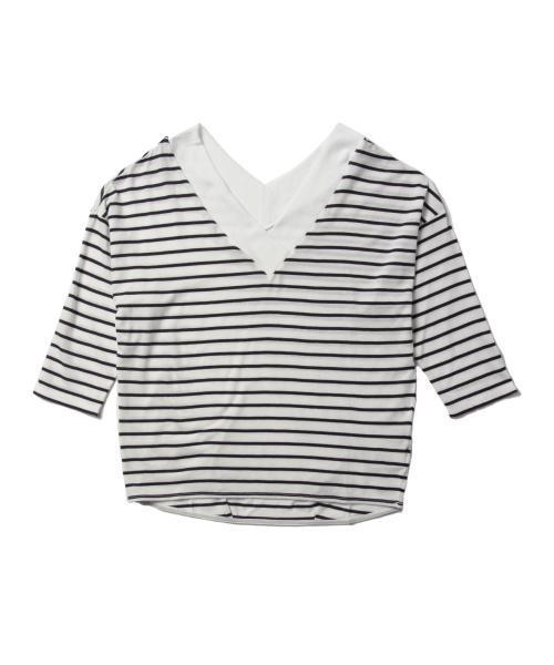 B:MING by BEAMS(ビーミングバイビームス)の「ビーミング by ビームス / リヨセルVネックチュニック(Tシャツ/カットソー・レディース・ホワイト/ケリー/ネイビー・ONE SIZE)」の8枚目の写真