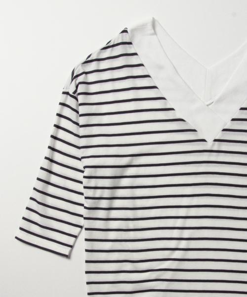 B:MING by BEAMS(ビーミングバイビームス)の「ビーミング by ビームス / リヨセルVネックチュニック(Tシャツ/カットソー・レディース・ホワイト/ケリー/ネイビー・ONE SIZE)」の14枚目の写真