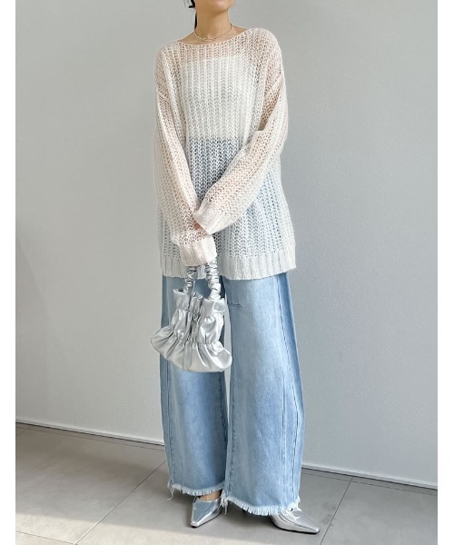 Re:EDIT（リエディ）の「フェイクレザーギャザーハンドバッグ（ハンドバッグ・レディース・ホワイト/ブラック/イエロー/シルバー・FREE）」の8枚目の写真