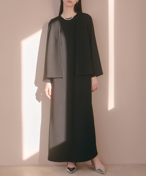 kaene（カエン）の「フォーマルジレジャケット【袖なし】［ブラックフォーマル対応］冠婚葬祭 礼服 喪服 入学式 卒業式 七五三 お宮参り（ノーカラージャケット・レディース・ブラック/ベージュ・34/36/38/40）」の8枚目の写真