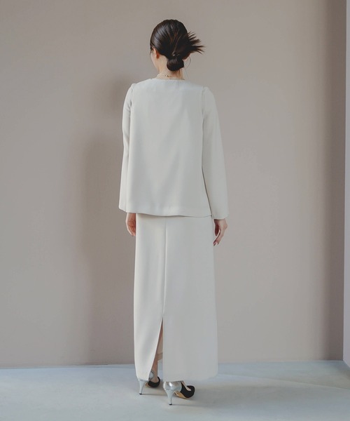 kaene（カエン）の「フォーマルジレジャケット【袖なし】［ブラックフォーマル対応］冠婚葬祭 礼服 喪服 入学式 卒業式 七五三 お宮参り（ノーカラージャケット・レディース・ブラック/ベージュ・34/36/38/40）」の19枚目の写真