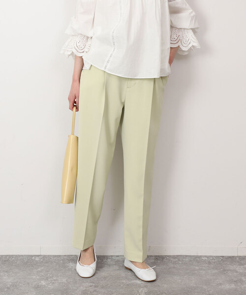 SLOBE IENA（スローブイエナ）の「ダブルクロスセンタープレスパンツ（その他パンツ・レディース・グリーン/ホワイト・38/36）」の2枚目の写真