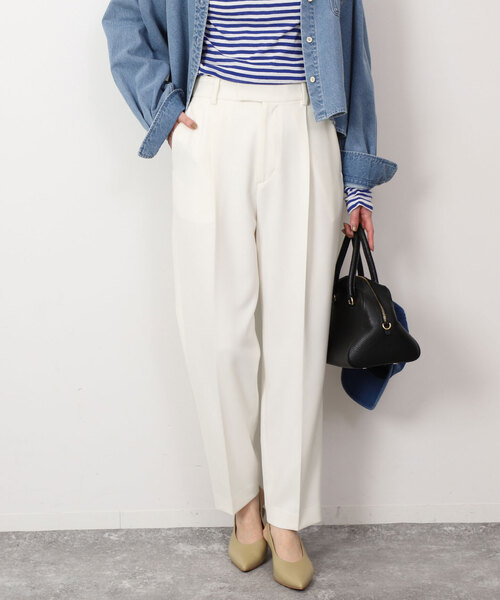 SLOBE IENA（スローブイエナ）の「ダブルクロスセンタープレスパンツ（その他パンツ・レディース・グリーン/ホワイト・38/36）」の12枚目の写真