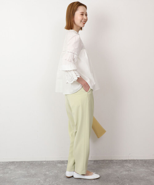 SLOBE IENA（スローブイエナ）の「ダブルクロスセンタープレスパンツ（その他パンツ・レディース・グリーン/ホワイト・38/36）」の13枚目の写真