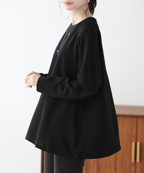 SUNFLOWER EIGHT(サンフラワーエイト)の「Aラインカットソー(Tシャツ/カットソー・レディース・ベージュ/ブラウン/ブルー/ブラック/ピンクベージュ/グレイッシュベージュ・FREE)」の12枚目の写真