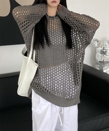 オーバーサイズ かぎ編みトップス