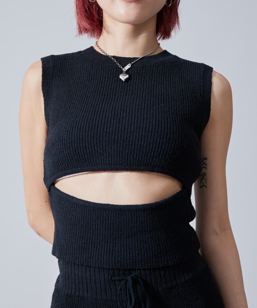 Darich フロントオープンリブニットトップス BLACK FREE SIZE フロントオープンリブニットトップス – Darich (ダーリッチ)