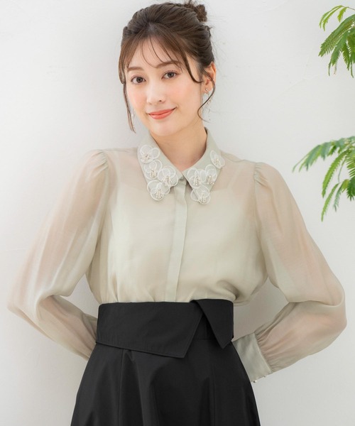 NOELA（ノエラ）の「襟モチーフブラウス（シャツ/ブラウス・レディース・ライトグリーン/ベージュ/オフホワイト・フリー）」の3枚目の写真