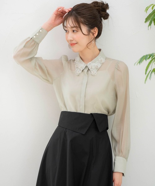 NOELA（ノエラ）の「襟モチーフブラウス（シャツ/ブラウス・レディース・ライトグリーン/ベージュ/オフホワイト・フリー）」の14枚目の写真