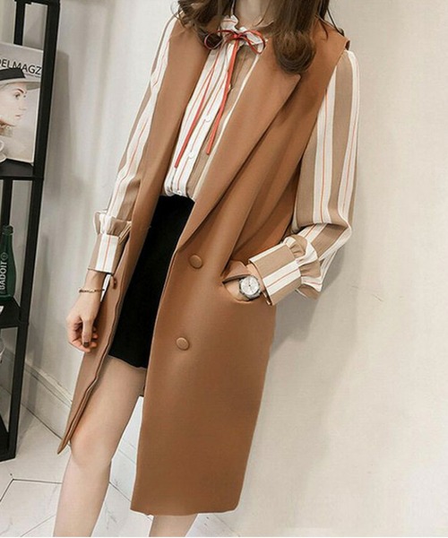 AMELY(エミリー)の「ロングジレベスト(ベスト・レディース・キャメル/カーキ/ブラック・M/L/XL)」の5枚目の写真