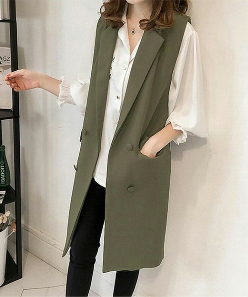 AMELY(エミリー)の「ロングジレベスト(ベスト・レディース・キャメル/カーキ/ブラック・M/L/XL)」の10枚目の写真