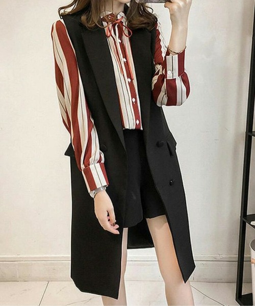 AMELY(エミリー)の「ロングジレベスト(ベスト・レディース・キャメル/カーキ/ブラック・M/L/XL)」の12枚目の写真