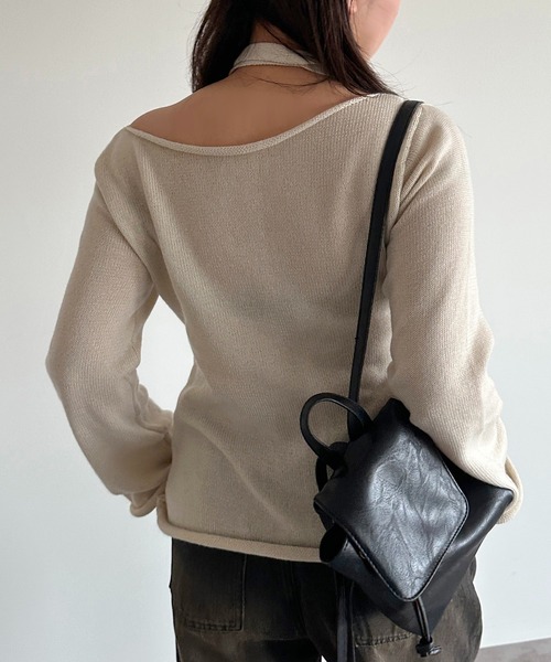 apres jour mignon（アプレジュールミニョン）の「チョーカー付きダメージニット【ZOZOTOWN限定アイテム】（ニット/セーター・レディース・アイボリー/ブラック/ブラック系その他・フリー/X-LARGE）」の9枚目の写真