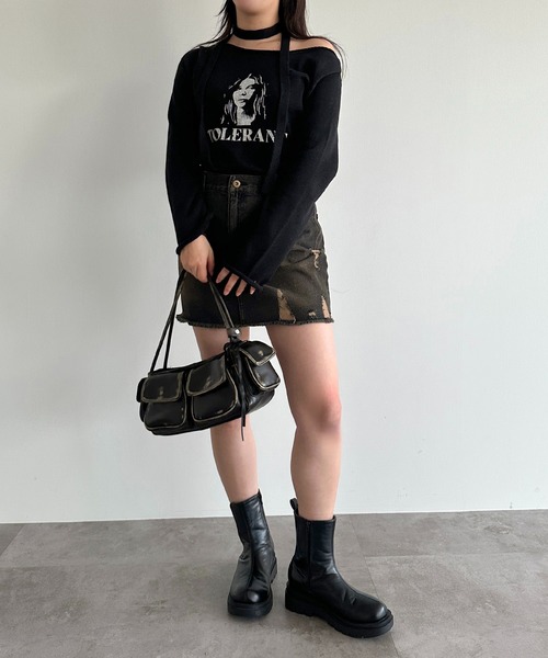 apres jour mignon（アプレジュールミニョン）の「チョーカー付きダメージニット【ZOZOTOWN限定アイテム】（ニット/セーター・レディース・アイボリー/ブラック/ブラック系その他・フリー/X-LARGE）」の17枚目の写真