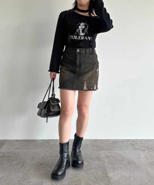 apres jour mignon（アプレジュールミニョン）の「チョーカー付きダメージニット【ZOZOTOWN限定アイテム】（ニット/セーター・レディース・アイボリー/ブラック/ブラック系その他・フリー/X-LARGE）」の18枚目の写真