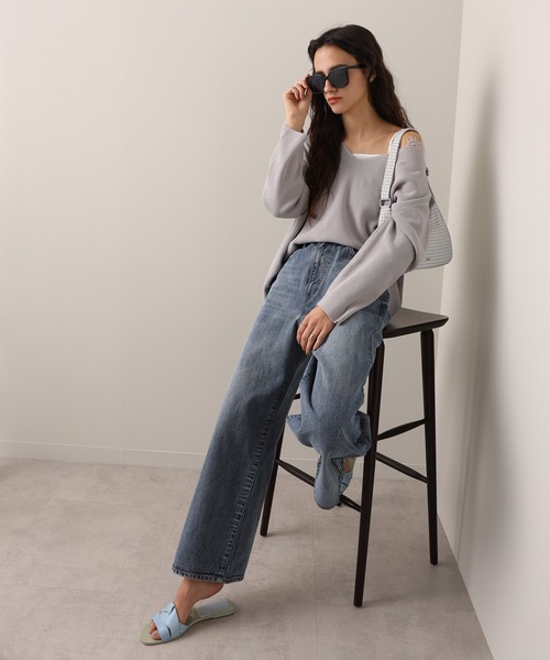 one after another NICE CLAUP（ワンアフターアナザーナイスクラップ）の「【OTONA NICE】ワイドデニム/4サイズ展開（デニムパンツ・レディース・ブルー・SMALL/MEDIUM/LARGE/X-LARGE）」の11枚目の写真