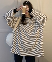 ワンポイントボーダー BIG長袖Tシャツ