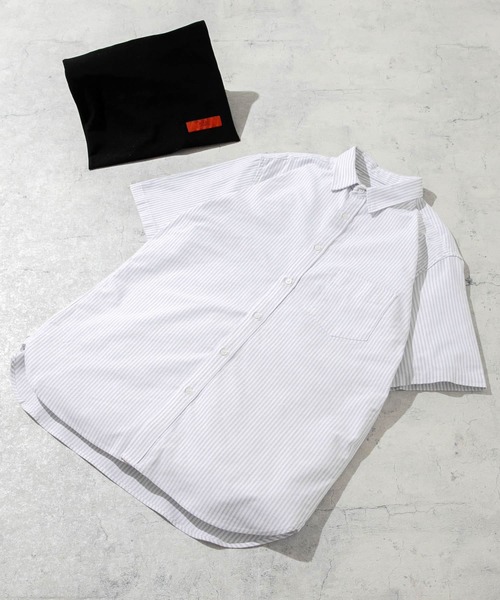 URBAN RESEARCH ROSSO MEN（アーバンリサーチロッソメン）の「『抗菌/消臭』『XXLサイズあり』ハイパフォーマンスオックス半袖シャツ（シャツ/ブラウス・メンズ・ブラック系その他/グレー/ブラック/グレー系その他/ライトブルー/グリーン系その他/ネイビー/ブルー系その他/インディゴブルー/ストライプ/ホワイト・SMALL/MEDIUM/LARGE/X-LARGE/XX-LARGE）」の5枚目の写真